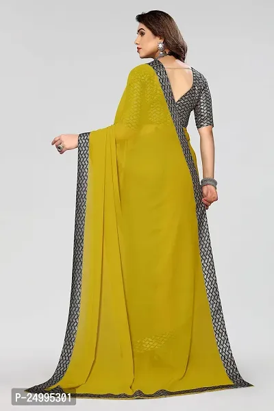 MAGMINA Dyed Bollywood Georgette Saree??(Yellow)-thumb3