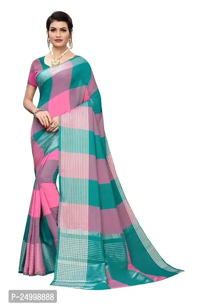 Magmina Self Design Bollywood Cotton Silk Saree (Light Blue)-thumb0