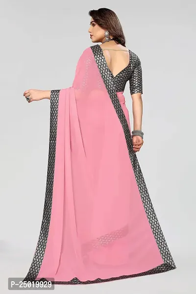 MAGMINA Dyed Bollywood Georgette Saree??(Pink)-thumb3