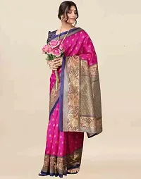 Magmina Printed, Geometric Print Mysore Silk Blend Saree (Pink, Beige)-thumb2