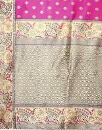 Magmina Printed, Geometric Print Mysore Silk Blend Saree (Pink, Beige)-thumb4