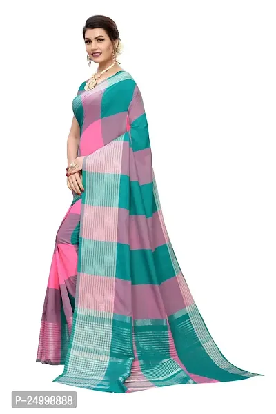 Magmina Self Design Bollywood Cotton Silk Saree (Light Blue)-thumb2