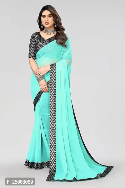 MAGMINA Dyed Bollywood Georgette Saree??(Light Blue)