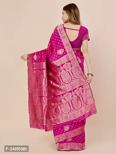 Floral Print, Kanjeevaram, Woven Banarasi Art Silk Saree (Pink  Gold)-thumb3