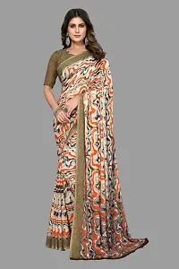 MAGMINA Geometric Print Bollywood Georgette Saree??(Brown)-thumb1