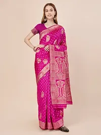 Floral Print, Kanjeevaram, Woven Banarasi Art Silk Saree (Pink  Gold)-thumb1