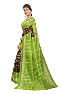 Magmina Printed, Geometric Print, Checkered Bandhani Cotton Silk Saree (Green, Brown)-thumb1