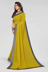 MAGMINA Dyed Bollywood Georgette Saree??(Yellow)-thumb4