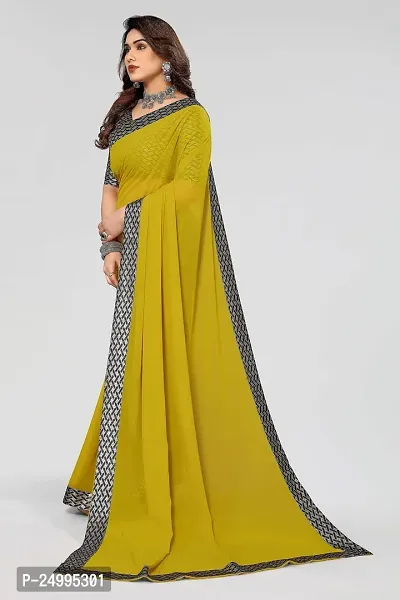 MAGMINA Dyed Bollywood Georgette Saree??(Yellow)-thumb5