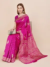 Floral Print, Kanjeevaram, Woven Banarasi Art Silk Saree (Pink  Gold)-thumb4