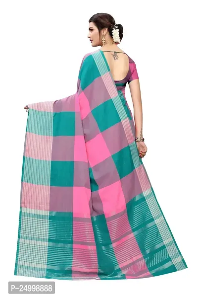 Magmina Self Design Bollywood Cotton Silk Saree (Light Blue)-thumb4