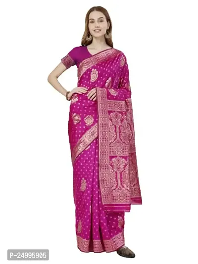 Floral Print, Kanjeevaram, Woven Banarasi Art Silk Saree (Pink  Gold)-thumb0