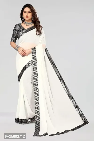 MAGMINA Dyed Bollywood Georgette Saree??(White)