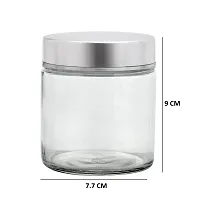 Puchku Round Kitchen Storage Glass Jar For Grocery With Steel Cap, 300ml, Clear (2)-thumb2