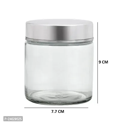 Puchku Round Kitchen Storage Glass Jar For Grocery With Steel Cap, 300ml, Clear (2)-thumb3