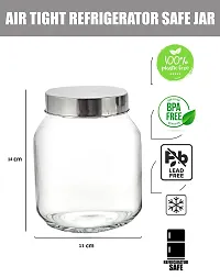 Puchku Peanut Glass Jars for Kitchen Storage With Metal Lid, 600 ml (Clear, 3 Pieces)-thumb1