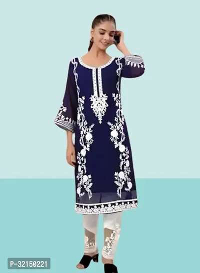 Fancy Georgette Embroidered Kurta Bottom Set For Women-thumb0