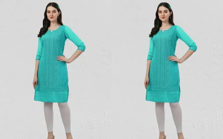 Stylish Georgette Embroidered A-Line Kurtis - Pack Of 2