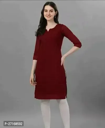 Attractive Red Solid Georgette Straight Kurta-thumb0