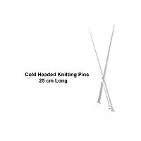 PONY Single Point Round Knob Aluminium Cold Headed Knitting Pins/Knitting Needles (Grey, Size No. 9 to 12, Length 25cm) Along with Neck Needles Set of 4 (Size No. 12)-thumb2