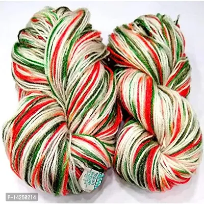 Oswal Knitting Yarn Wool Multi Red Green White 200Gm. Woolen Crochet Yarn Thread. Wool Yarn For Knitting. Woolen Thread.
