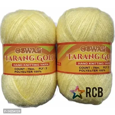 Rcb Oswal Tarang Gold Knitting Wool Yarn, Soft Tarang Gold Feather Wool Ball Yellow 300 Gm Best Used With Knitting Needles. By Oswal Shade No-2-thumb0