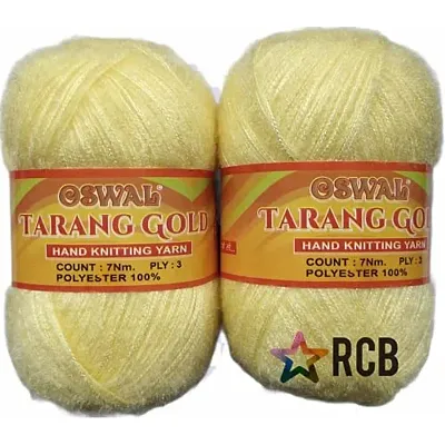 Rcb Oswal Tarang Gold Knitting Wool Yarn, Soft Tarang Gold Feather Wool Ball Yellow 300 Gm Best Used With Knitting Needles. By Oswal Shade No-2