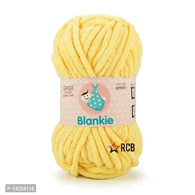 Ganga Blankie Chenille Yarn Supersoft Knitting Wool Ball, (1 Ball 100 Gram Each) Cream Colour Ball (300 Grams). Suitable For Craft, Babywear, Baby Blankets, Thick Mota Thread Shade No -Blk003-thumb0