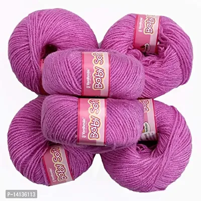 NTGS Baby Soft Wool Hand Knitting Crochet Hook (Purple, 150gms, 6 Pcs) Shade NO-35-thumb2