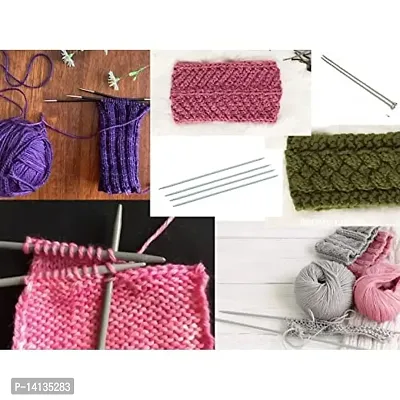 Artonezt Pony Lightweight Single Point Knob Aluminium Knitting Pins/Knitting Needles (Grey, Size No. 6 to 12, Length 25cm) Along with Neck Needles Set of 4 (Size No. 12)-thumb5