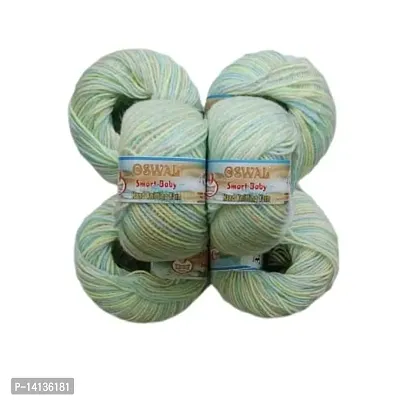 NTGS Oswal Smart Baby Wool Hand Knitting Soft Fingering Crochet Hook Colour White 6pcs (150gms) 25gm Each Ball Shade no.34-thumb0