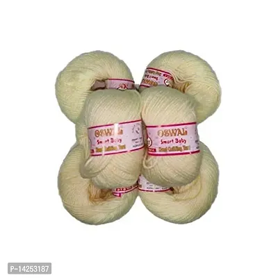 Ntgs Oswal Smart Baby Wool Hand Knitting Soft Fingering Crochet Hook Colour White 6Pcs (150Gms) 25Gm Each Ball Shade No.1