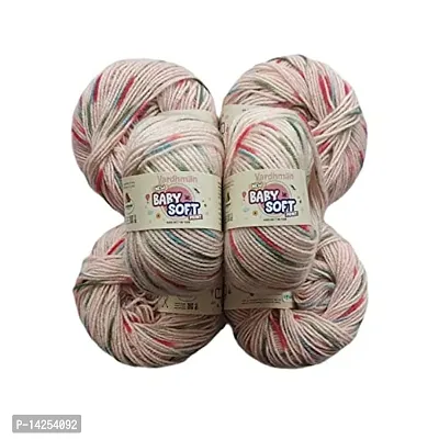 Vardhman Baby Soft Print Multi Shaded (Pack Of 8) Baby Soft Wool Ball Hand Knitting Wool Art Craft Soft Fingering Crochet Hook Yarn, Needle Thread Dyed Shade No -12