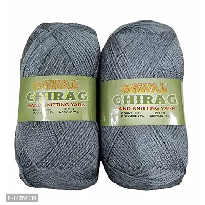 Oswal Chirag Mouse Grey (200 Gm) Wool Ball Hand Knitting Wool Art Craft Soft Fingering Crochet Hook Yarn, Needle Knitting Yarn Thread Shade No-5-thumb0