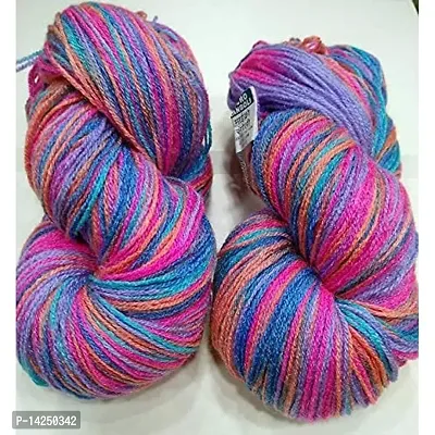 Oswal Knitting Yarn Wool Multi Blue Pink Light Orange Woolen Crochet Yarn Thread. Wool Yarn For Knitting. Woolen Thread. (200Gm)