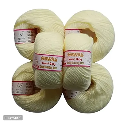 Oswal Smart Baby Soft 100% Acrylic Wool (12 Pc) 4 Ply Wool Ball Hand Knitting Wool Art Craft Soft Fingering Crochet Hook Yarn, Needle Knitting Yarn Thread Dyed Shade No-1-thumb0