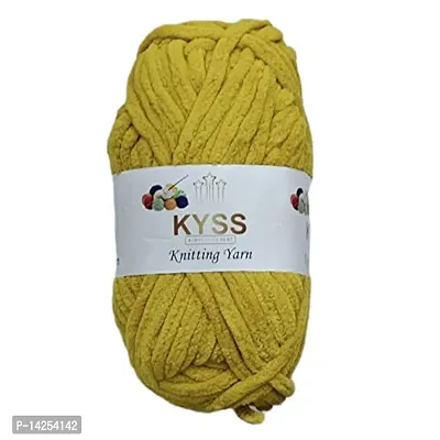 Kyss Blankie Chenille Yarn Supersoft Knitting Wool Ball, (1 Ball 100 Gram Each) (200 Grams). Suitable For Craft, Babywear, Baby Blankets,Thick Mota Thread Shade No -Blk005-thumb0