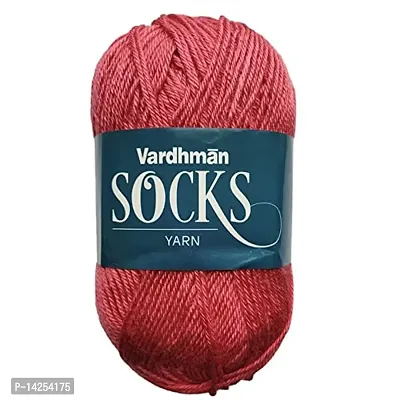 Vardhman Socks Wool Ball Hand Knitting Art Craft Soft Fingering Crochet Hook Yarn, Salmon (1 Ball 100 Gram) 300 Gram Shade No-19-thumb0