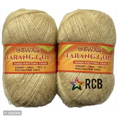 Rcb Oswal Tarang Gold Knitting Wool Yarn, Soft Tarang Gold Feather Wool Ball Cream 300 Gm Best Used With Knitting Needles, Soft Tarang Gold Wool Crochet Needleswool By Oswal Shade No-4-thumb0