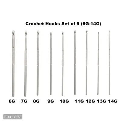 PONY Aluminum Crochet Hook (kiroshiya) Knitting Needles for Sewing Craft Set of 9( Size: 2mm, 2.25mm, 2.50mm, 3mm, 3.25mm, 3.50mm, 4mm, 4.50mm, 5mm) Length 13cm, 6G-14G-thumb0