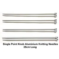 Artonezt Pony Lightweight Single Point Knob Aluminium Knitting Pins/Knitting Needles (Grey, Size No. 6 to 12, Length 25cm) Along with Neck Needles Set of 4 (Size No. 12)-thumb2