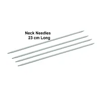 PONY Single Point Round Knob Aluminium Cold Headed Knitting Pins/Knitting Needles (Grey, Size No. 6Gto 12G, Length 25cm) Along with Neck Needles Set of 4 (Size No. 12)-thumb3