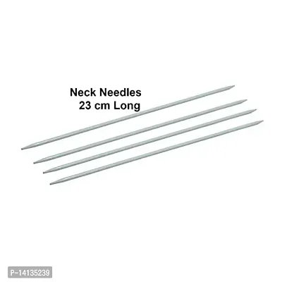 PONY Single Point Round Knob Aluminium Cold Headed Knitting Pins/Knitting Needles (Grey, Size No. 9 to 12, Length 25cm) Along with Neck Needles Set of 4 (Size No. 12)-thumb4