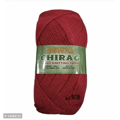 Oswal Chirag Rani (200 Gm) Wool Ball Hand Knitting Wool Art Craft Soft Fingering Crochet Hook Yarn, Needle Knitting Yarn Thread Shade No-22-thumb0
