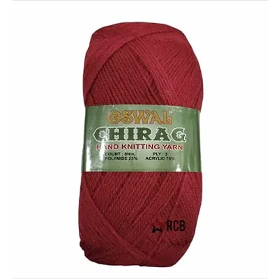 Oswal Chirag Rani (200 Gm) Wool Ball Hand Knitting Wool Art Craft Soft Fingering Crochet Hook Yarn, Needle Knitting Yarn Thread Shade No-22