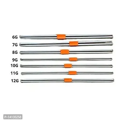 NTGS Single Point Round Knob Aluminium Cold Headed Knitting Pins/Knitting Needles (Grey, Size No. 6 to 12, Length 25cm)-thumb0