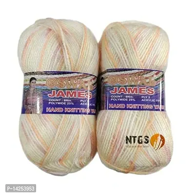 Oswal James Knitting Yarn Wool,Butter Cream Ball 300 Gm (1Ball 100 Gram) Best Used With Knitting Needles, Crochet Needles Wool Yarn For Knitting. By Oswal Shade No-3-thumb0