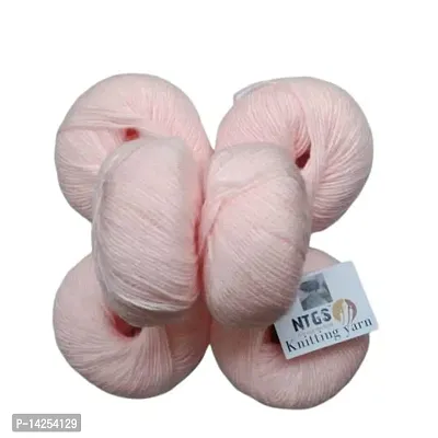 Ntgs Baby Soft 100% Acrylic Wool (Light Baby Pink) (8 Pc) 4 Ply Wool Ball Hand Knitting Wool Art Craft Soft Fingering Crochet Hook Yarn, Needle Knitting Yarn Thread Dyed Shade No-1-thumb0