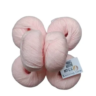 Ntgs Baby Soft 100% Acrylic Wool (Light Baby Pink) (8 Pc) 4 Ply Wool Ball Hand Knitting Wool Art Craft Soft Fingering Crochet Hook Yarn, Needle Knitting Yarn Thread Dyed Shade No-1