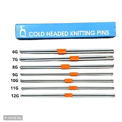 PONY Single Point Round Knob Aluminium Cold Headed Knitting Needles (Size No. 6 to 12, Length 25cm) + 1 Pack of Split Stitch Ring Crochet Knitting Markers 24pcs + 1Sweater Fabric Shaver/ Wool Comb-thumb3